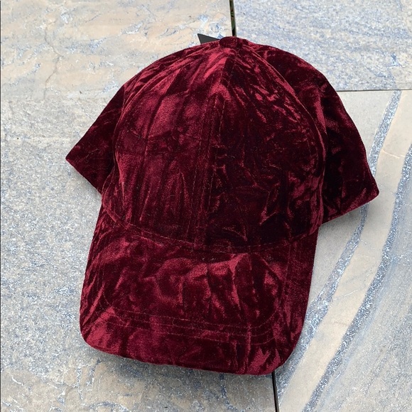 Forever 21 Accessories - Burgundy velvet baseball hat
